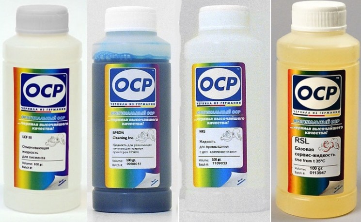OCP набор сервисных жидкостей 100gr- 1) EPS(синяя), 2)NRS, 3)RSL, 4) LCF III
