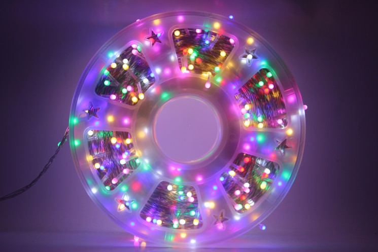 Гирлянда уличная 90м., 750LED ламп, прозрачный провод, цвет свечения мультицвет, 8 режимов,  (арт.c-750mult