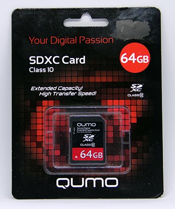 Карта памяти SDXC 64Гб QUMO Class 10