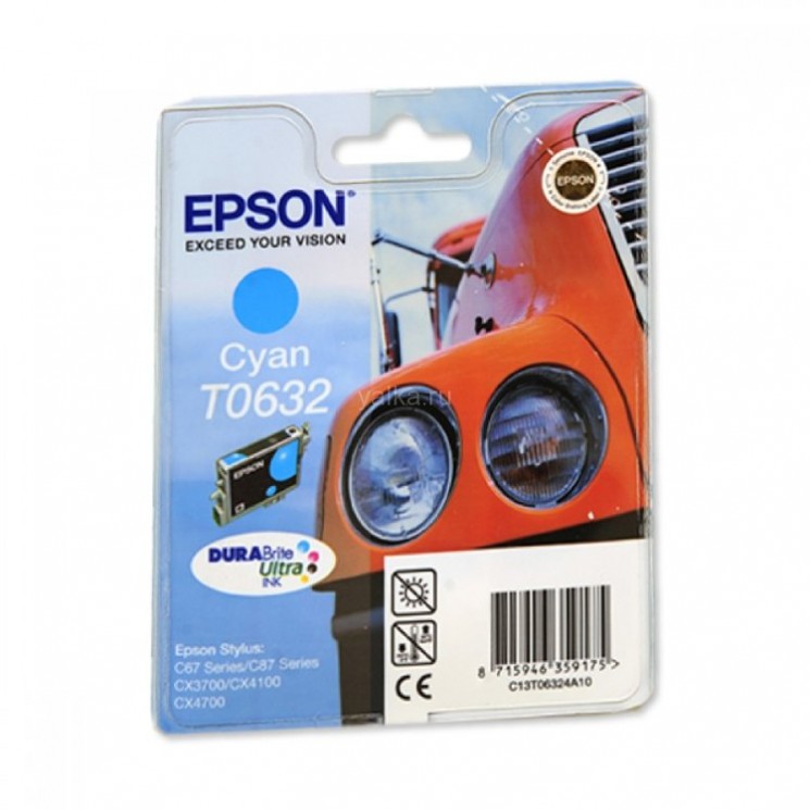 Картридж Epson T0632 Cyan оригинал в технологической упаковке