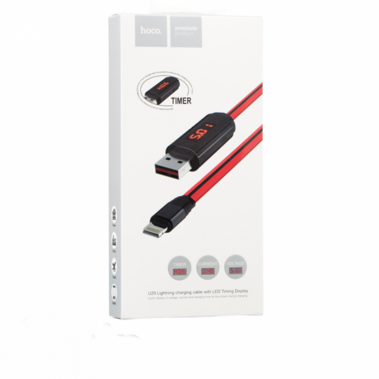 Кабель USB - Apple 8 pin Lightning  Hoco U29  с LED-дисплеем