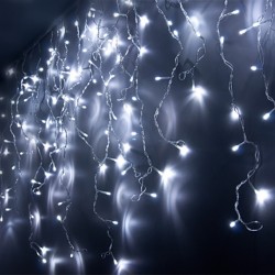 Гирлянда уличная "Бахрома" Ш:4м, В:0.6м, LED-180, цвет свечения БЕЛЫЙ, 8 режимов