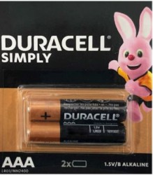 Батарейка Duracell ААA, LR03 (мизинчиковая),1,5V, 2шт. в упаковке отрывные