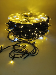 Гирлянда уличная, Длина 100 метров, 1000 LED ламп, провод каучук, цвет свечения Теплый белый, каждый 5й огонёк мерцает белым светом K-wm100-zol 