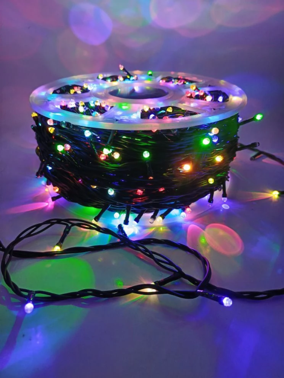 Гирлянда уличная, Длина 100 метров, 800 LED ламп,провод каучук, цвет свечения Мульти, каждый 5й огонёк мерцает, K-wm100-mult 