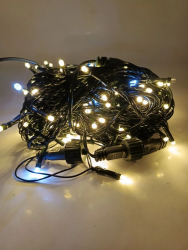 Гирлянда уличная 20 метров . 143 LED, темный провод, тёплый белый с мерцанием (можно соединять) (арт.WM20-zol-v2) 