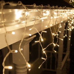 Бахрома уличная 12м*20-40-60см, 290 ламп LED, цвет свечения Теплый Белый, нить белая, мерцание (можно соединять) (арт.с343-12бахр-тб)