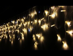 Бахрома для улицы 10м 40/60см, 230 ламп LED, Мерцает, Тёплый белый, нить белая, можно соединять (арт.Bahr10-zol)
