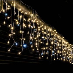 Бахрома уличная 6м/70см., 190 ламп LED, цвет свечения Теплый Белый, нить белая, (можно соединять) (арт. bahr6-zol)