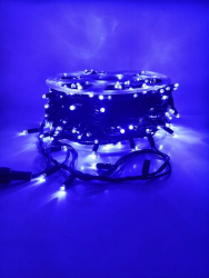 Гирлянда уличная, Длина 40 метров, 400 LED ламп, провод каучук, цвет свечения Синий, каждый 10й огонёк мерцает белым светом (KS-10-blue)  