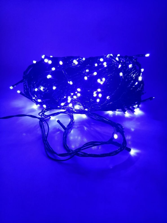Гирлянда уличная 30м. 200 LED, темный провод, Синий с мерцанием (можно соединять) (wm30-blue)