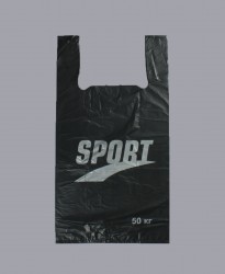 Пакет майка «Спорт черная» 30х55 см, ПНД, 20 мкм