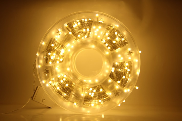 Гирлянда уличная 90м., 750LED ламп, прозрачный провод, цвет свечения Теплый белый (арт.c-750zol)