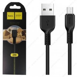 Кабель USB - микро USB HOCO X20, 3.0м, круглый, 2.4A, силикон,цвет черный