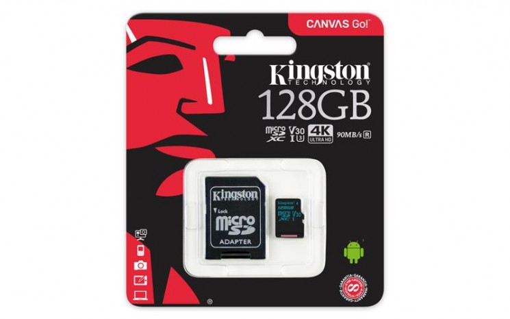 Карта памяти MicroSDXC 128Gb Kingston UHS-3 V30 Canvas Go (+переходник на SD)