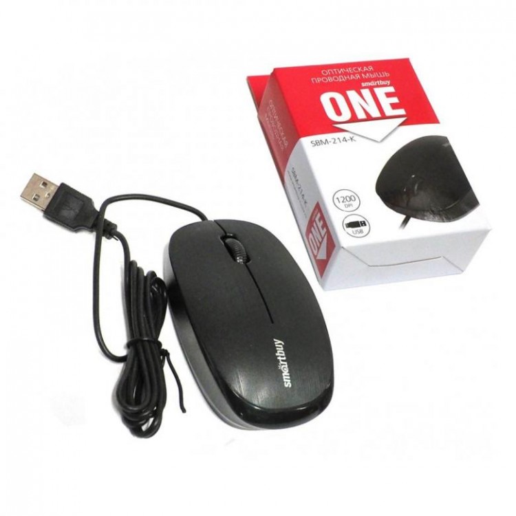 Мышь проводная SmartBuy, 214, ONE, 1200 DPI, оптическая, USB, 3 кнопки ...