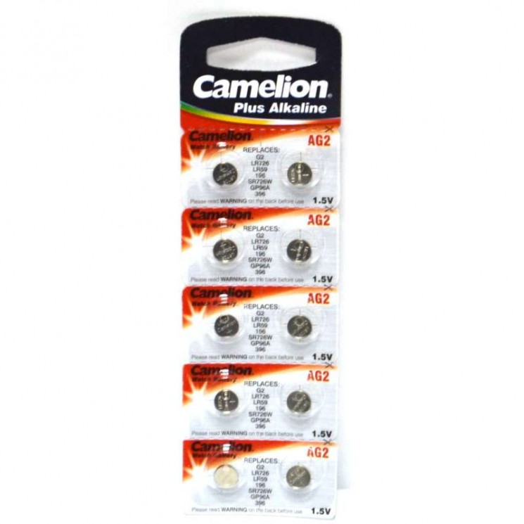 Купить Батарейка Camelion AG2-LR726-10BL (G2, LR59, 196, SR726W, GP96A, 396) (цена за 1 штуку) в магазине Мастер Связи