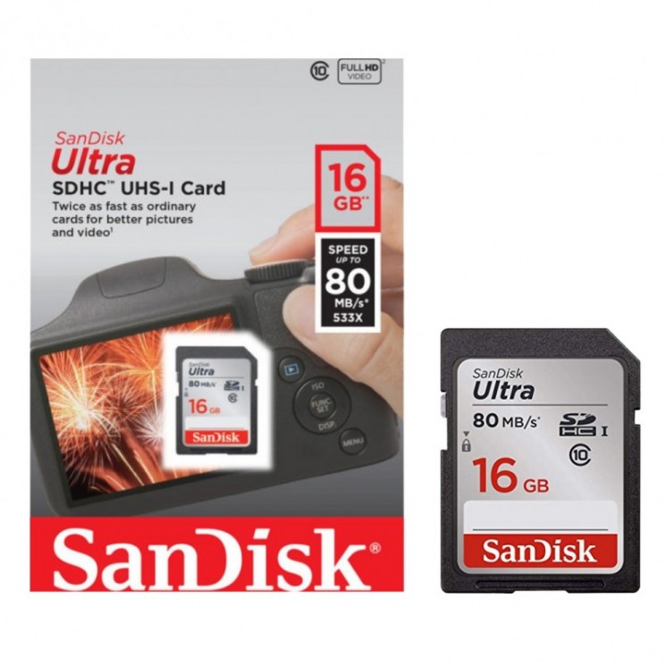 Купить Карта памяти SDHC 16Гб SanDisk Cl-10 UHS-1 (80 Mb/s) в магазине Мастер Связи