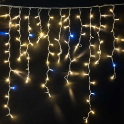 Бахрома для улицы 12м-40/70см, 300 ламп LED, цвет свечения тёплый белый, Мерцает,нить белая, можно соединять (арт.zwm-3-1000zol) 