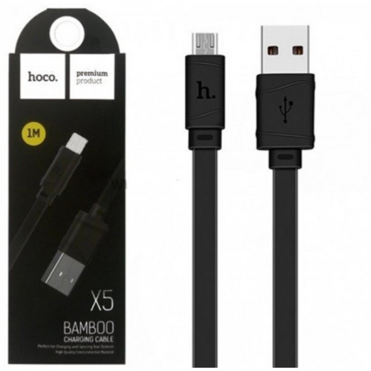 micro USB HOCO X5 Bamboo, 1.0м, плоский, 2.1A