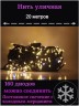 Гирлянда уличная 20м. 160 LED, темный провод, тёплый белый с мерцанием (можно соединять) (арт.WM20-zol)