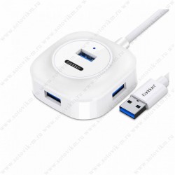 USB-концентратор Earldom ET-HUB06, 4 гнезда, 1 USB выход, цвет: белый