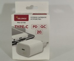 Блок питания сетевой  Selenga USB Type C, 5В 4А, 9В 2,2А, 12В 1,7А 20 Вт. (арт. PA-C110)