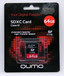 Карта памяти SDXC 64Гб QUMO Class 10
