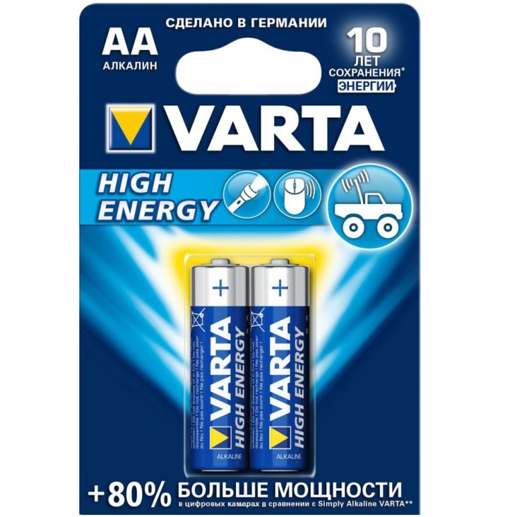 Купить Батарейка Varta High Energy AA/LR6 1.5V  -  2шт. в магазине Мастер Связи