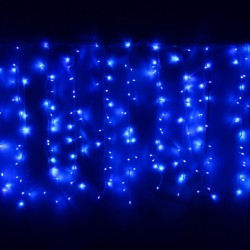 Занавес светодиодный уличный 2 на 1,5м 320 ламп LED, прозрачный провод, Цвет свечения Синий, 8 режимов,(можно соединять). 183-002