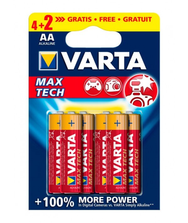 Купить Батарейка AA Varta LR06-6BL MAX Tech, 1.5В в магазине Мастер Связи
