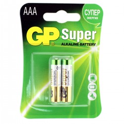Батарейка GP R03-2BL Super Alkaline,  ААA, LR03 (мизинчиковая),1,5V, 2шт. в упаковке 