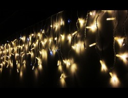 Бахрома для улицы 12м.- 30/50/70см, 270 ламп LED, цвет свечения тёплый белый, Мерцает,нить черная, можно соединять (арт.zwm-3-1000zol-t)  