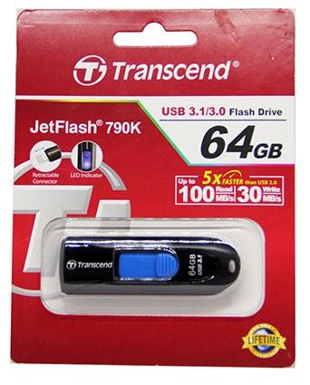 Купить USB флешка 64Gb Transcend JetFlash 790W USB 3.1(TS64GJF790K) в магазине Мастер Связи