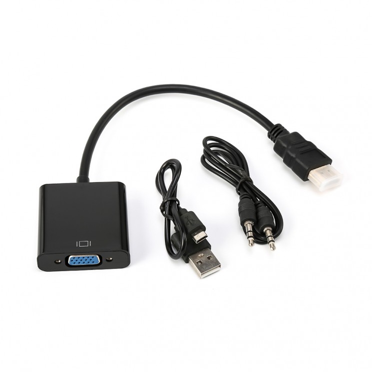 Купить Переходник HDMI - VGA с jeck 3,5 мм и кабель micro USB для питания в магазине Мастер Связи