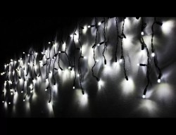 Бахрома для улицы 12м.- 30/50/70см, 300 LED, Белый, нить черная, можно соединять (арт.zwm-3-1000w-t) 