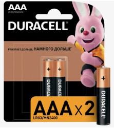 Батарейка Duracell ААA, LR03 (мизинчиковая),1,5V, 2шт. в упаковке