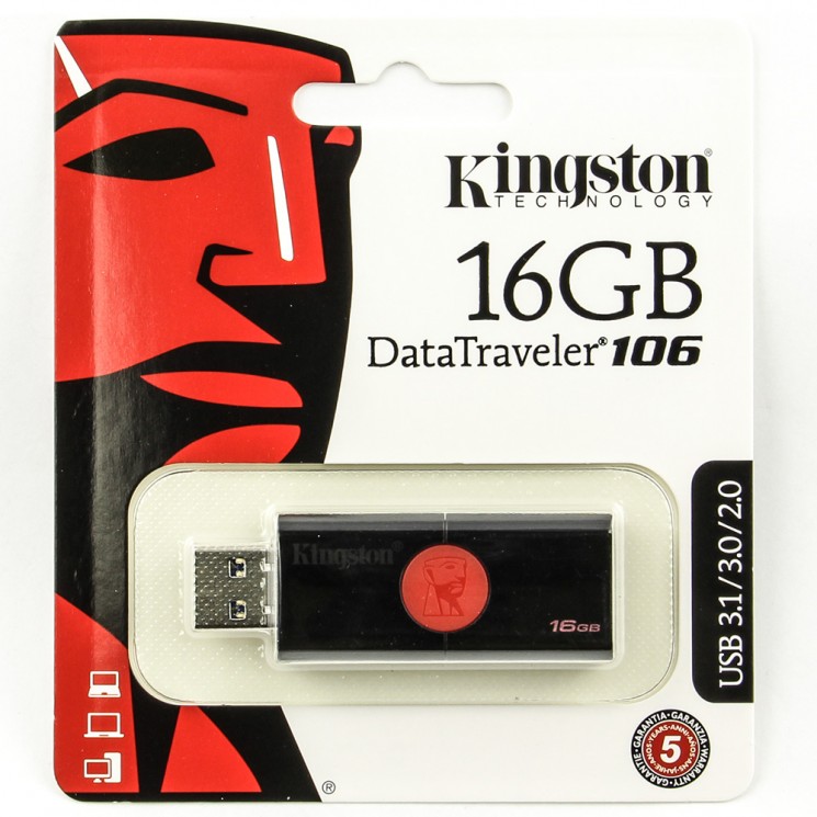 Купить Флешка USB KINGSTON DataTraveler DT 106 16Гб, USB3.0, черный (dt106/16gb)  в магазине Мастер Связи