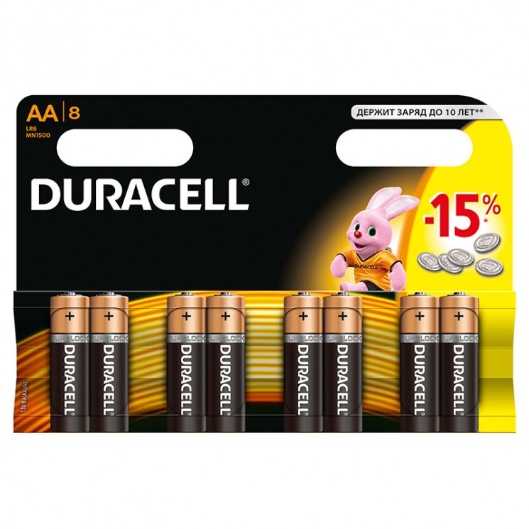 Купить Батарейка Duracell АА, LR06-8BL, 1.5V, алкалиновая (щелочная)-8шт. в магазине Мастер Связи