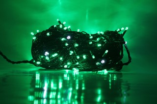 Гирлянда уличная 20м. 200 LED, темный провод, Зелёная с мерцанием (можно соединять) (арт.wm20-green)