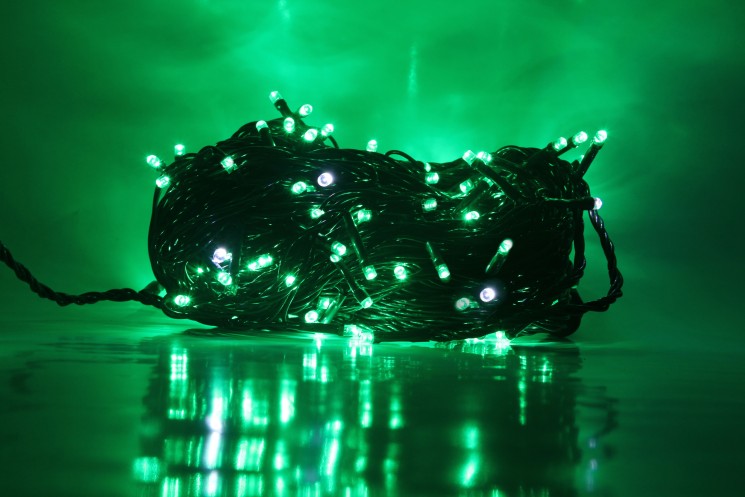 Купить Гирлянда уличная 20м. 200 LED, темный провод, Зелёная с мерцанием (можно соединять) (арт.wm20-green) в магазине Мастер Связи