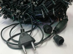 Гирлянда уличная 48м. 300 LED, темный провод, зелёный с мерцанием (можно соединять) (арт.wm50-green)