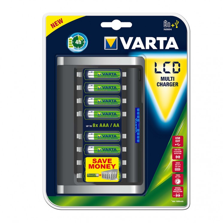 Купить Зарядное устройство для аккумуляторов до 8штук AA/AAA VARTA LCD Multi Charger (артикул 57671)  в магазине Мастер Связи