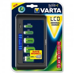 Зарядное устройство для аккумуляторов AA/AAA/C/D и крона 9V VARTA LCD Universal Charger (артикул 57678)