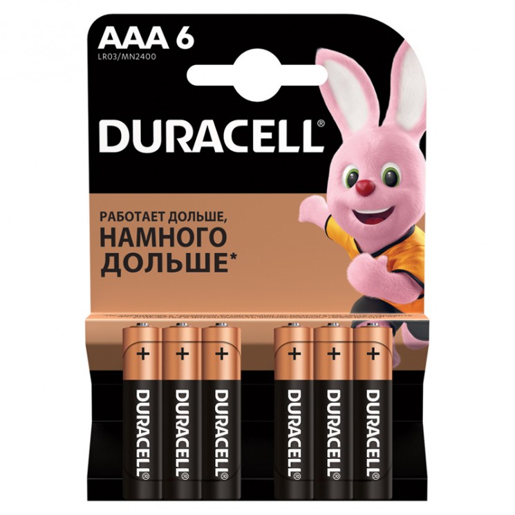 Купить Батарейка Duracell ААA, LR03-6BL, 1.5V, алкалиновая (щелочная) - 6шт. в магазине Мастер Связи