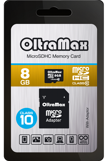 Купить Карта памяти MicroSDHC 8Gb OltraMax с адаптером в магазине Мастер Связи