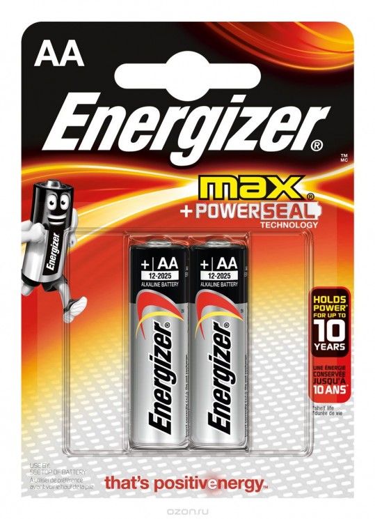 Батарейка Energizer "Max", тип АА/LR6, 1.5 V, 2 шт