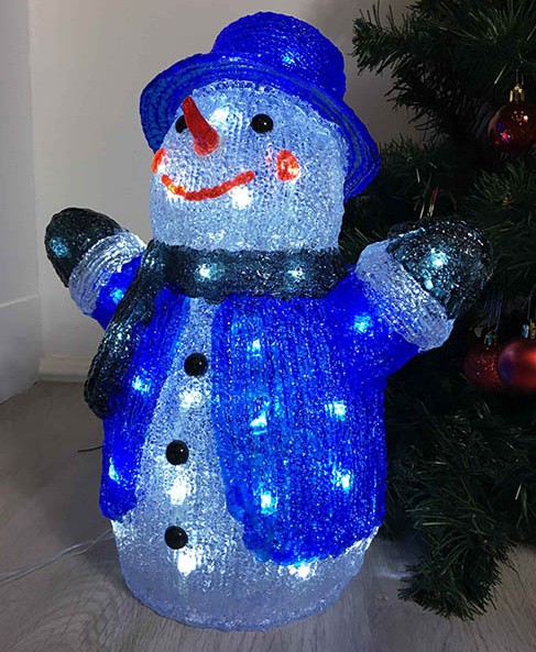 Фигурка акриловая"Снеговик" новогодний, со светодиодами, 35 см