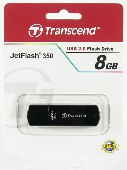 Купить Флеш-накопитель 8Gb Transcend JetFlash 350, USB 2.0, пластик, чёрный в магазине Мастер Связи
