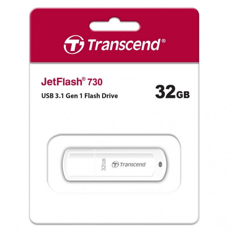 Флешка USB TRANSCEND Jetflash 730 32Гб, USB3.0, БЕЛЫЙ (TS32GJF730)